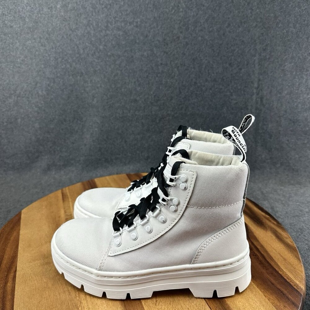 Dr. Martens Air Wair Combs Womens Size 5 White Combat Canvas Lace Up Ankle Boots - Picture 5 of 10